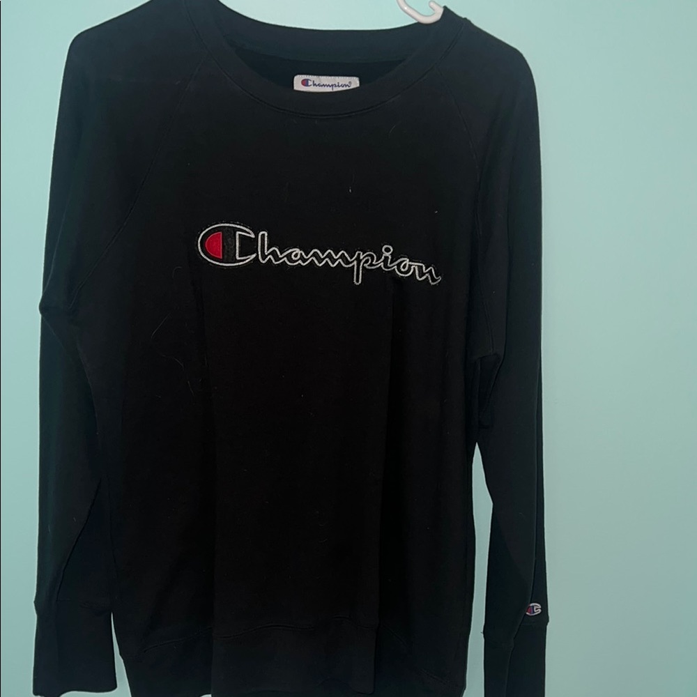 Champion Black Sweatshirt with Classic Logo